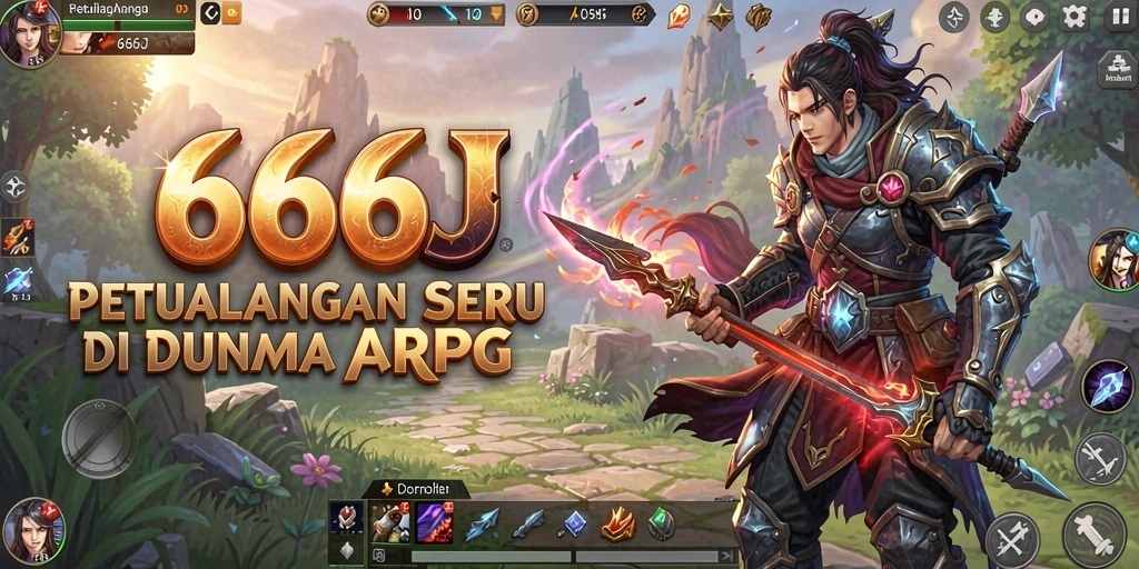 Tangkapan layar permainan 666J yang menampilkan pertarungan epik di dunia ARPG.