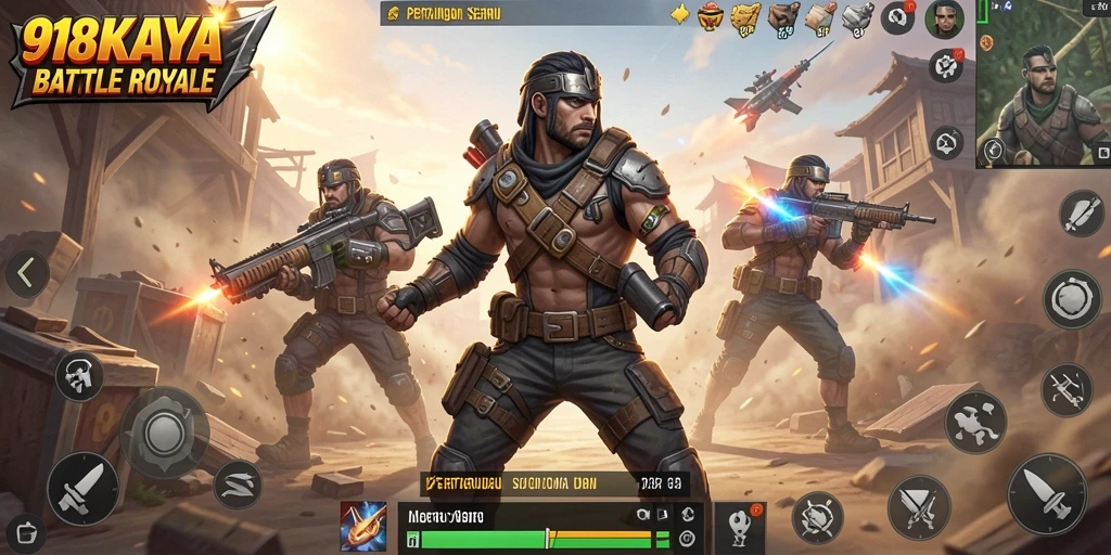 Tampilan gameplay intens dari 918KAYA saat pertarungan Battle Royale.