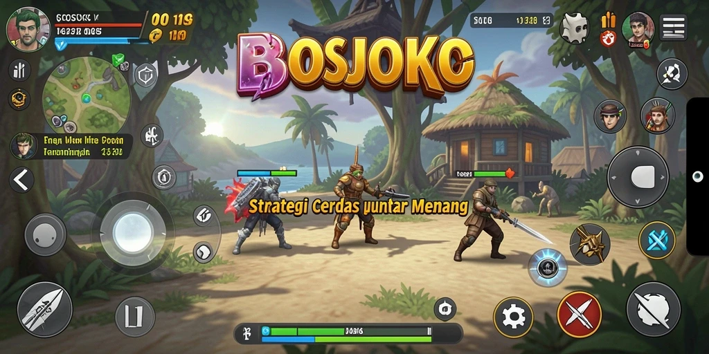 Tampilan gameplay strategis dalam BOSJOKO yang menegangkan dan penuh tantangan.
