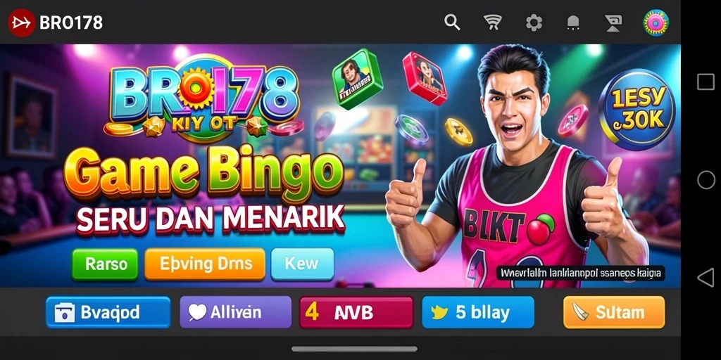 Tampilan screenshot utama BRO178 menampilkan gameplay Bingo yang penuh warna.