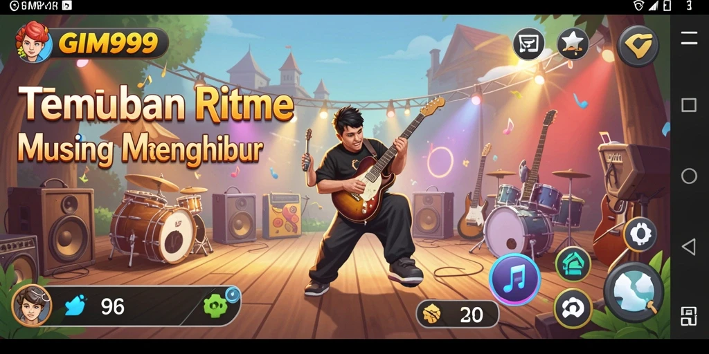 Screenshot gameplay GIM999 menunjukkan pengalaman belajar musik yang interaktif.