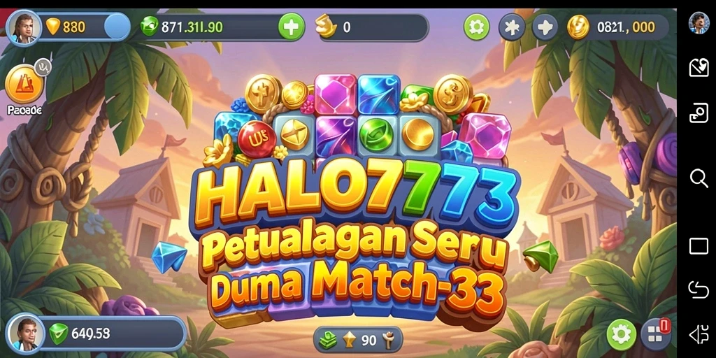 Tampilan gameplay HALO777 yang seru dalam pencocokan permata.