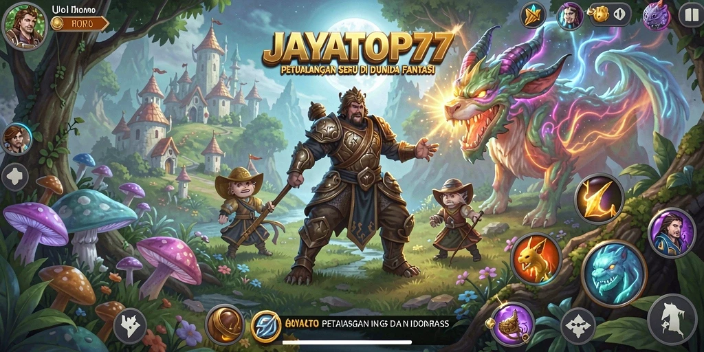 Tampilan seru gameplay JAYATOP77 dengan karakter dan monster epik.