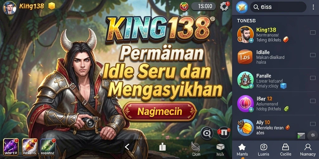 Tampilan gameplay Idle KING138 dengan aksi menarik dan karakter yang menggemasknan.