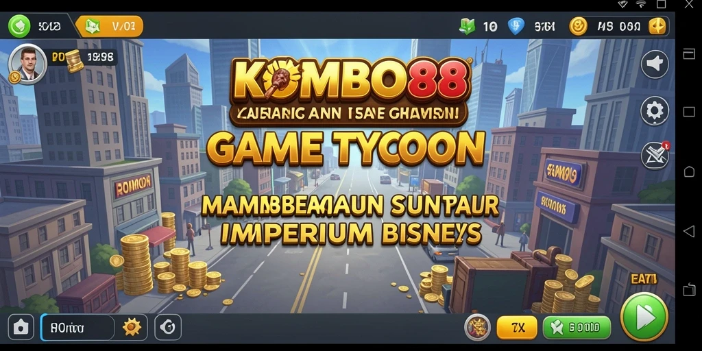 Screenshot gameplay KOMBO88 menampilkan suasana bisnis yang ramai dan interaktif.