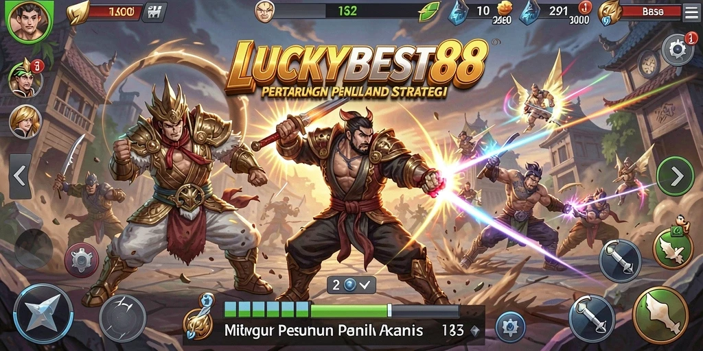 Screenshot LUCKYBEST88 dengan pertarungan karakter yang seru.