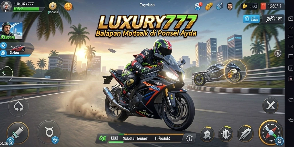 Tampilan gameplay LUXURY777 dengan balapan motor yang mendebarkan.