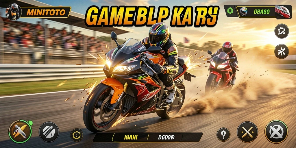 Tampilan gameplay MINITOTO dengan balapan motor yang seru.