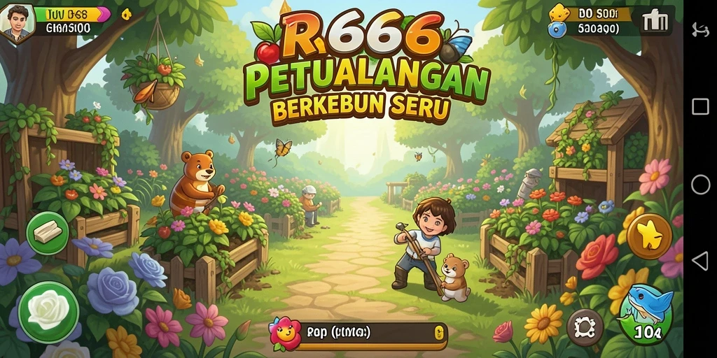Tampilan gameplay seru di RR666 saat berkebun.