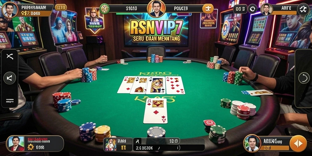 Tangkapan layar gameplay Poker RSNVIP7 yang mendebarkan dan interaktif.