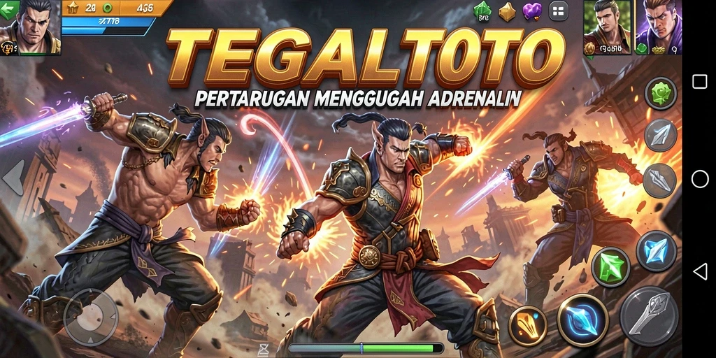 Screenshot menampilkan aksi pertarungan mendebarkan di TEGALTOTO.