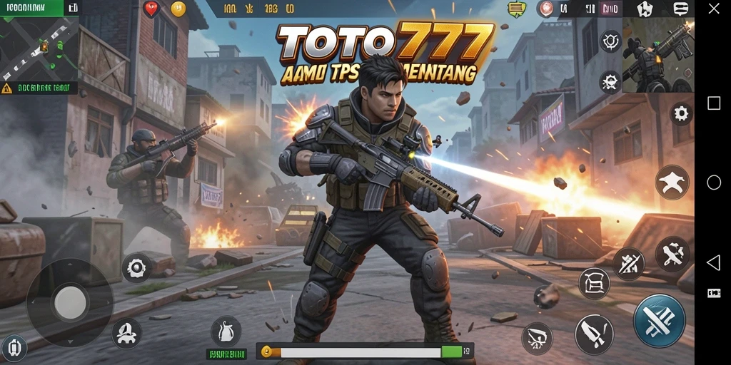 Screenshot gameplay TOTO777 menampilkan aksi seru di medan pertempuran.