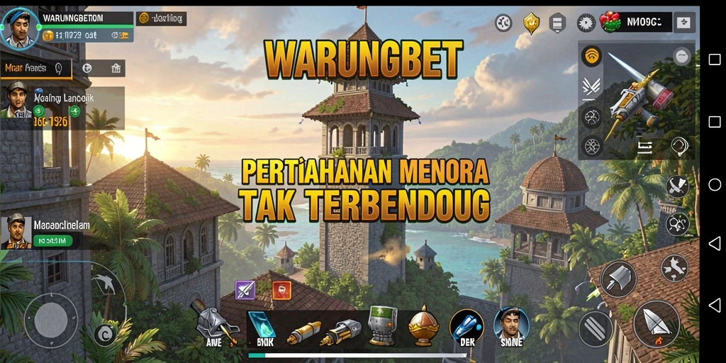 Tampilan menarik dari permainan Tower Defense WARUNGBET saat pemain membangun menara.