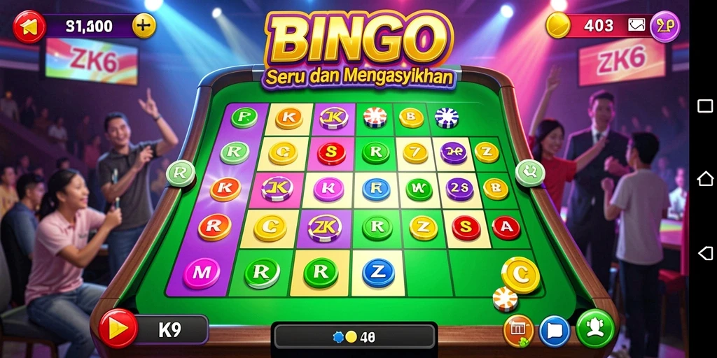 Tampilan gameplay Bingo yang penuh warna di ZK6.