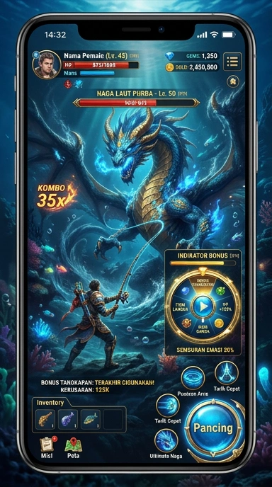 Tampilan aplikasi rpgame dengan antarmuka yang sederhana.